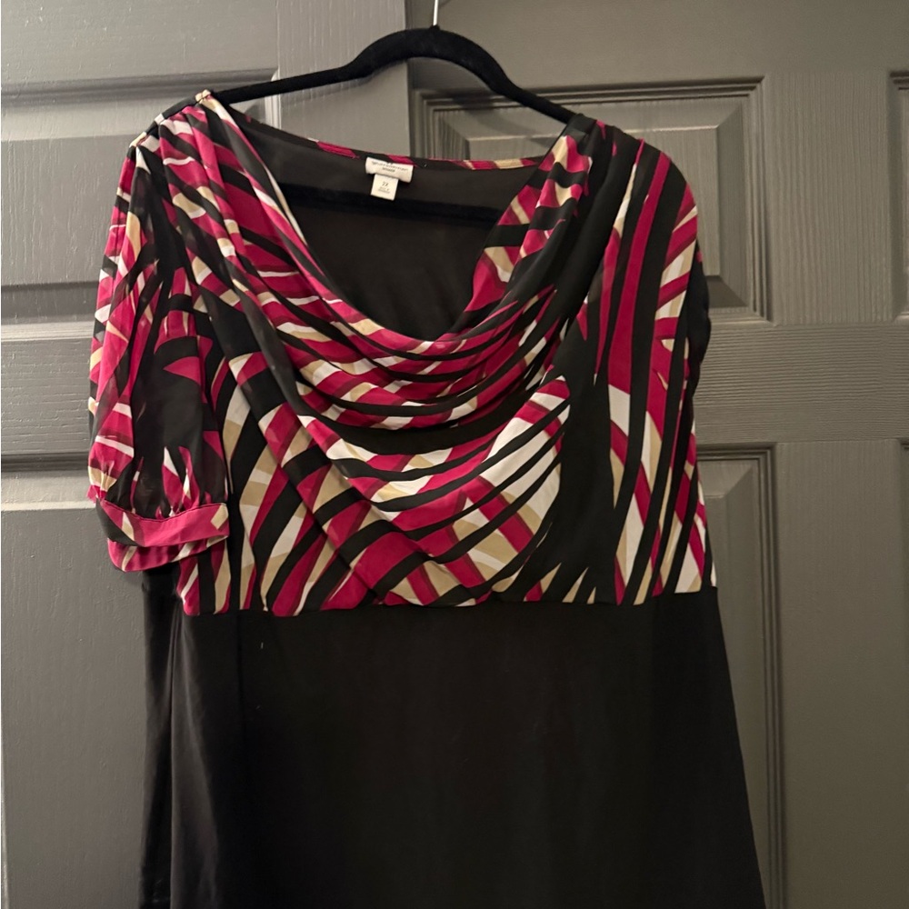 Worthington Black Top with Pink and White Trim